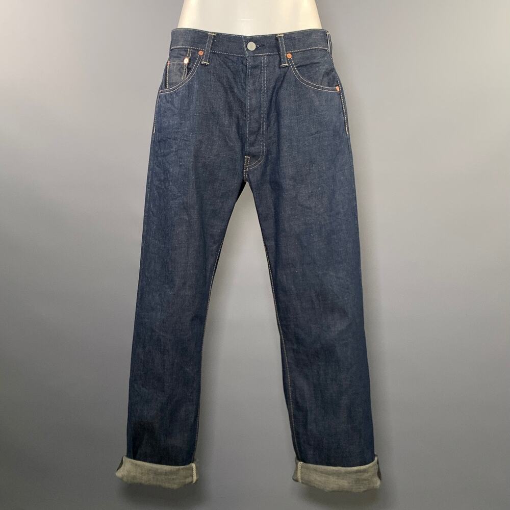 45rpm Straight Leg Cotton Jeans Blue Size L